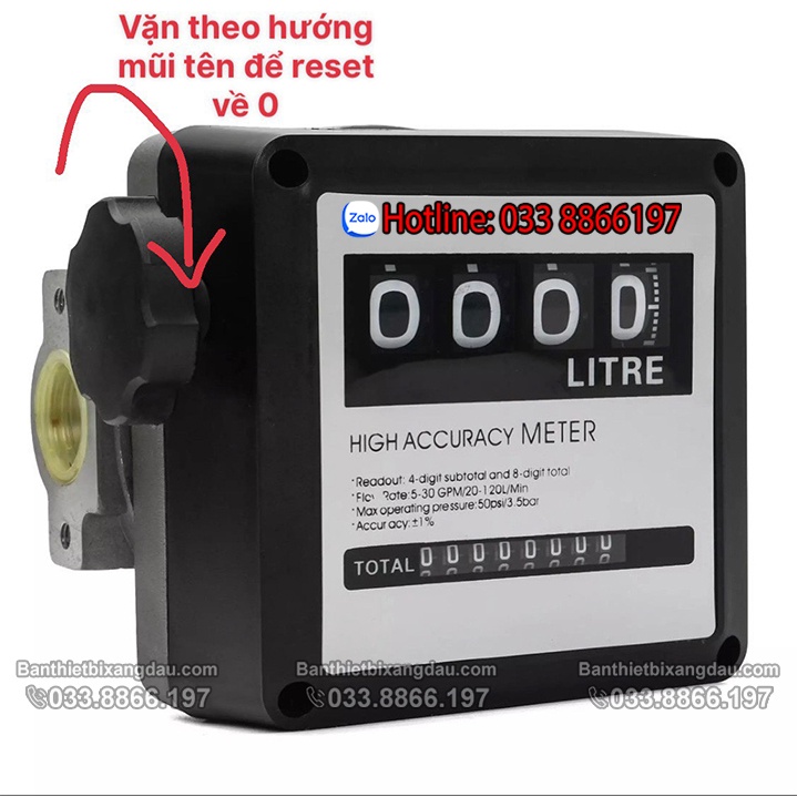 Đồng Hồ Đo Lưu Lượng Xăng Dầu Kỹ Thuật Số, 20-120L/Min