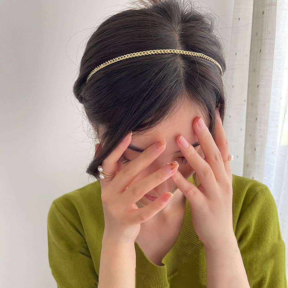 Băng Đô Cài Tóc Dạng Chuỗi Xích Nhiều Màu Sắc Phong Cách Hàn Quốc Sang Trọng Cho Nữ