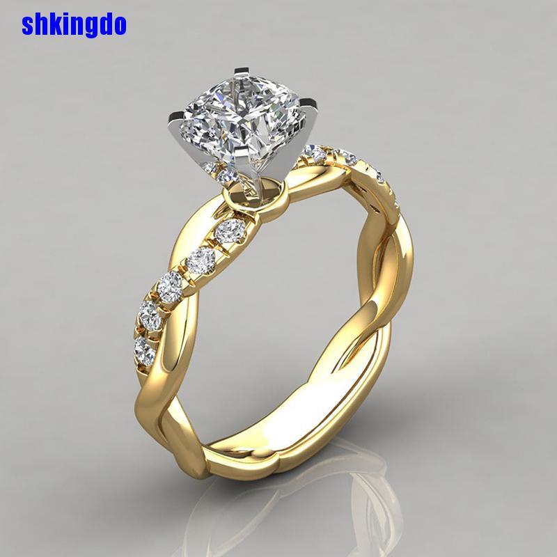 Nhẫn mạ bạch kim thiết kế đơn giản đính đá xinh xắn