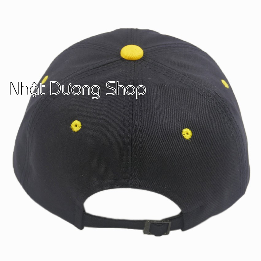 Mũ lưỡi trai hoa cúc họa mi có viền vàng - Đen