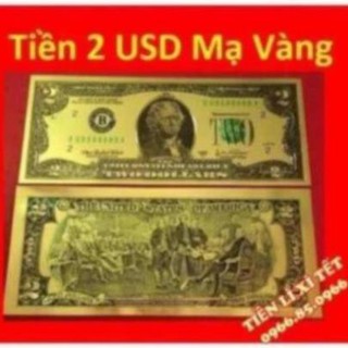[ĐẸP NHẤT] Tờ 2 và 100 USD Mạ Vàng Plastic số seri Lộc Phát 68688686 làm quà lưu niệm, phong thủy