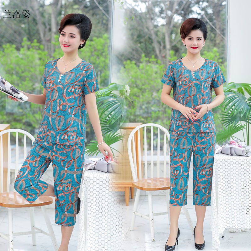 ĐỒ BỘ MẶC NHÀ TRUNG NIÊN NỮ- BỘ THUN TĂM HOA SANG TRỌNG | BigBuy360 - bigbuy360.vn