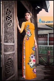 Vải áo dài in 3D hoa