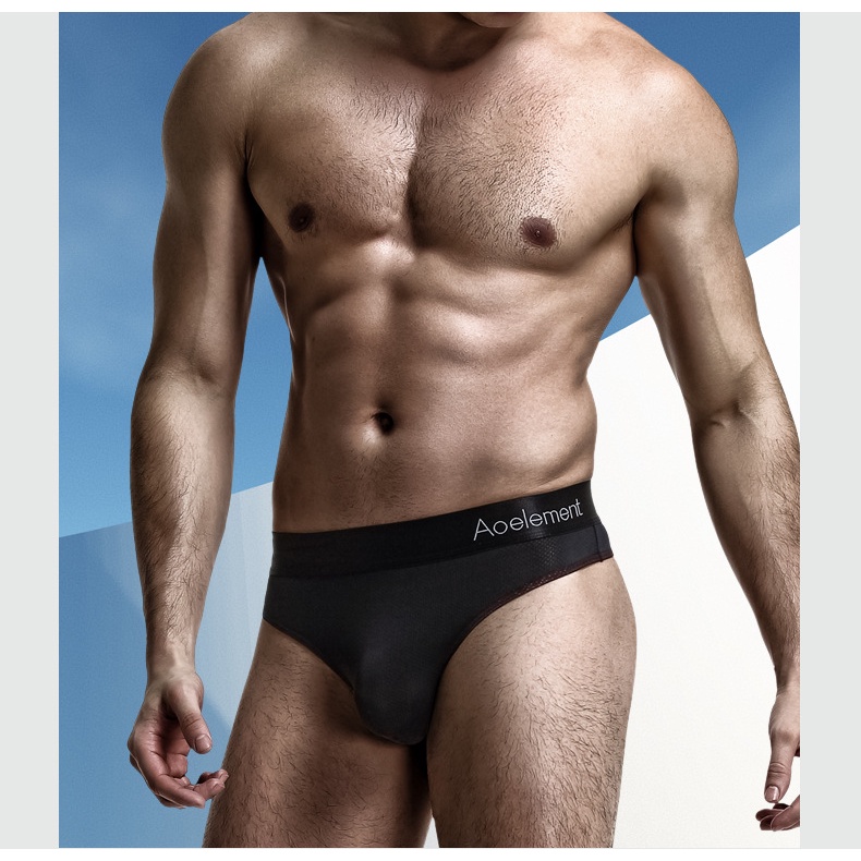 Quần lót vải cotton lụa lạnh eo thấp siêu mỏng thoáng khí co giãn thời trang mùa hè cho nam