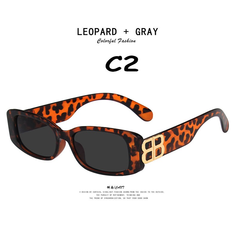 Kính mát gọng vuông kim loại phong cách hip hop cá tính cho nam nữ