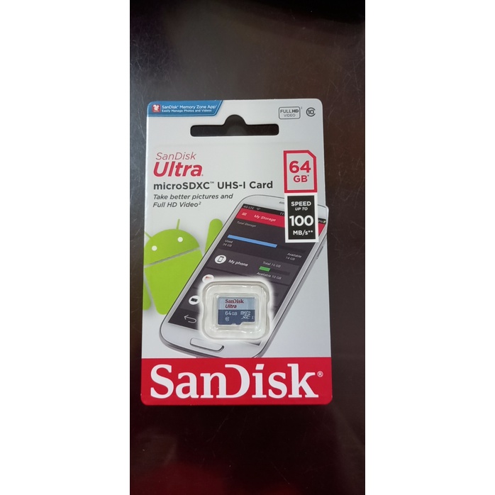 Thẻ nhớ Sandisk 64Gb MicroSDXC Ultra 100MB/s - Chính hãng FPT Phân Phối