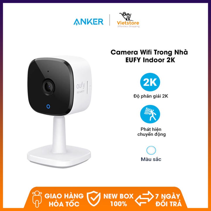 Camera Wifi trong nhà Anker Eufy Indoor 2k - T8400 - Công nghệ AI, theo dõi chuyển động, cảnh báo tức thời về điện thoại