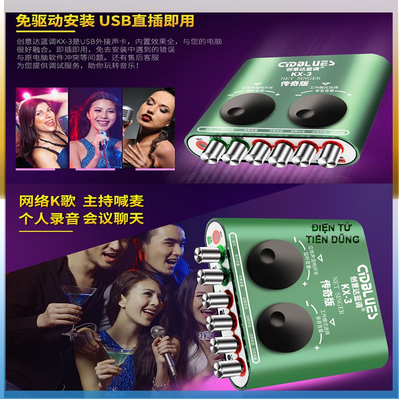 SOUND CARD KX3 DÙNG CHO CÁC MIC THU ÂM HOẶC MIC LIVESTREAM CÓ THỂ KARAOKE