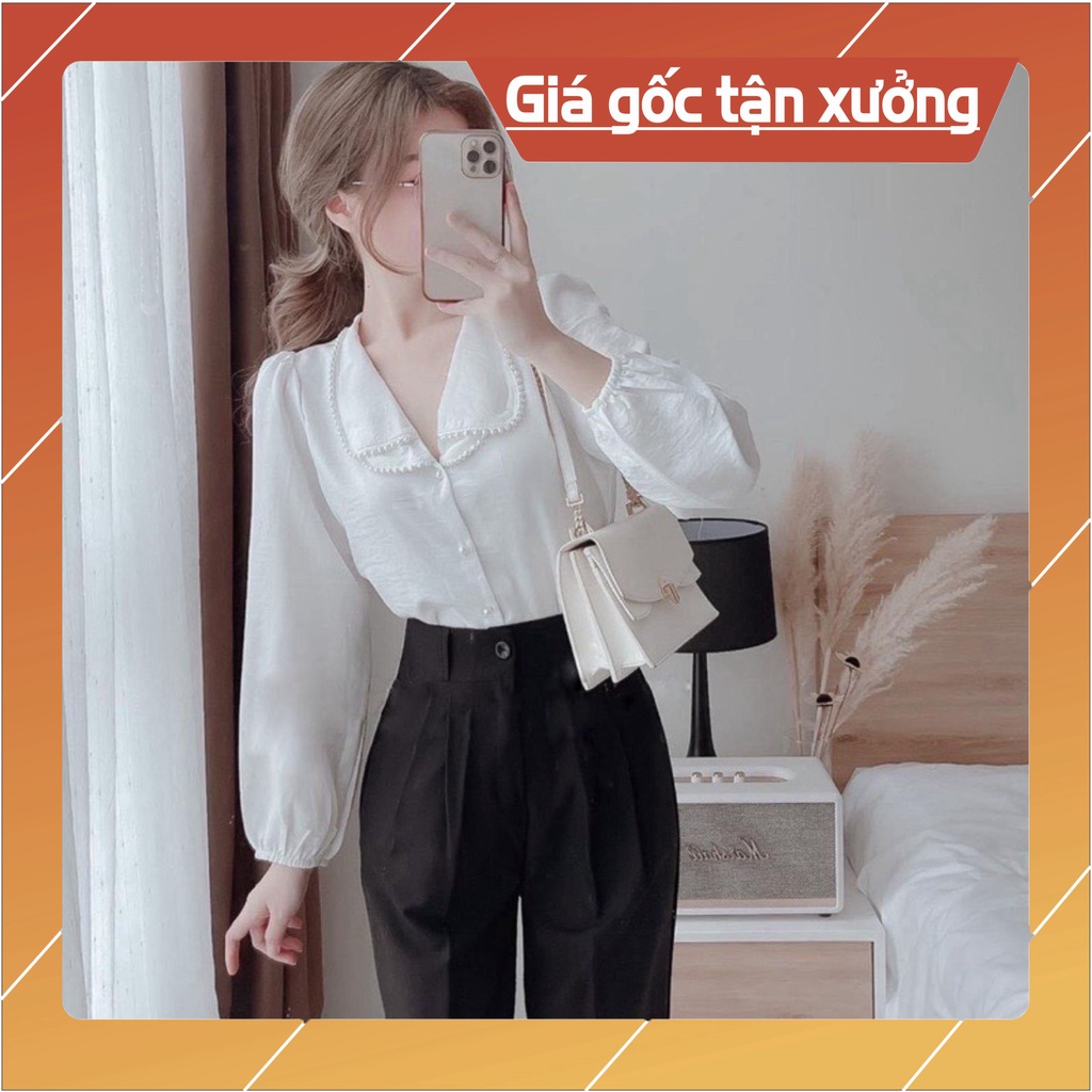 Áo Sơ Mi Lụa Tằm Chạy Dây Ngọc Hàng Đẹp