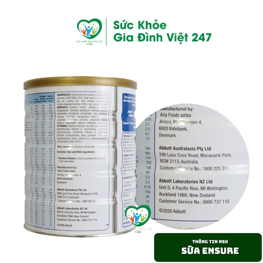 Sữa Ensure 850G - Dinh dưỡng hoàn hảo cho người lớn