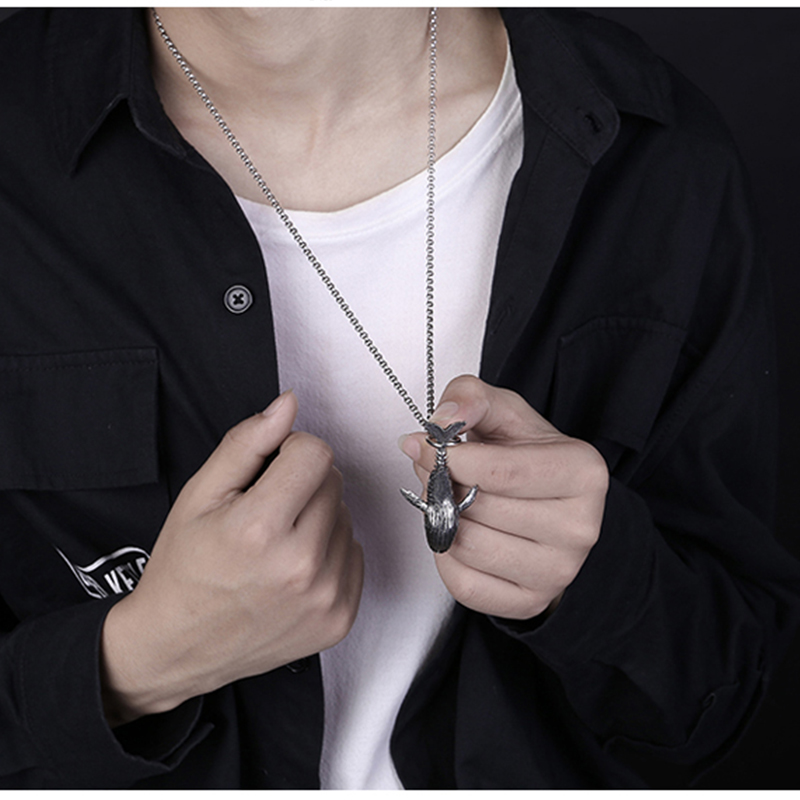 Vòng Cổ Phụ Kiện Mặt Dây Hình Cá Voi Cá Tính Cho Nam Nữ