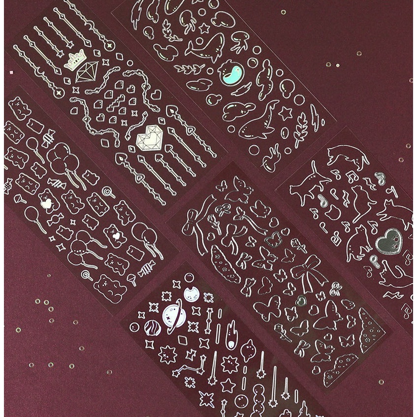 Tấm sticker Hologram, Silver decor toploader, trang trí