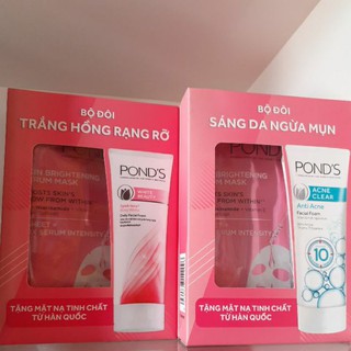 bộ đôi sữa rửa mặt pond's white beauty 50g và mặt nạ tinh chất dưỡng sáng da pond's