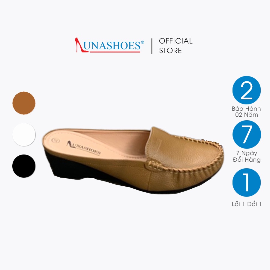 Sục nữ 3p da bò mềm êm chân LUNASHOES 6211 bảo hành 2 năm chống nước giày moca trung niên cho mẹ dễ đi dễ phối đồ