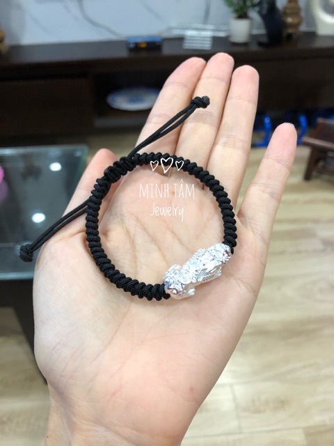 Vòng tay tỳ hưu bạc tết chỉ đỏ may mắn-Minh Tâm Jewelry