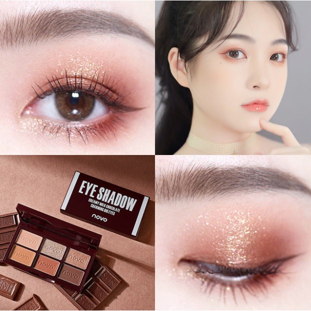 Bảng phấn mắt cao cấp NOVO EYE SHADOW 6 màu - Phấn mắt không trôi nội địa Trung mã NV5394 | BigBuy360 - bigbuy360.vn