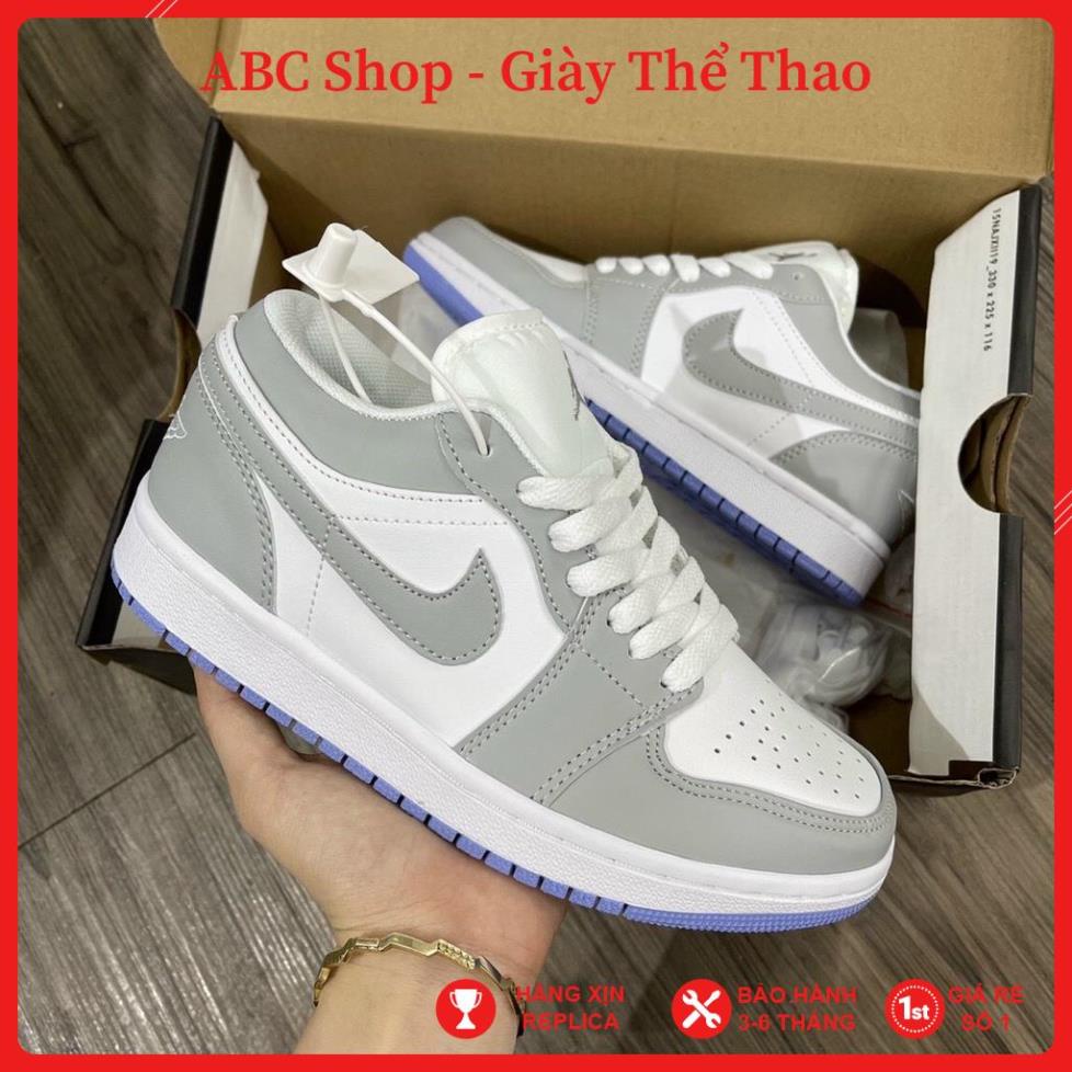 [FreeShip+ Hàng Xịn] Giày Jordan xám trắng thấp cổ cao cấp , Giầy JD1 xám trắng thấp Full box