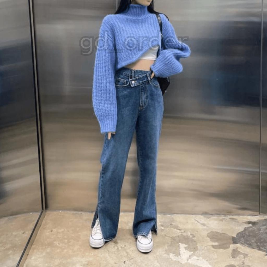 Q1|Quần jeans bò nữ xẻ tà ống rộng cạp cao hàn quốc basic dễ mặc đi học, đi chơi gd_order