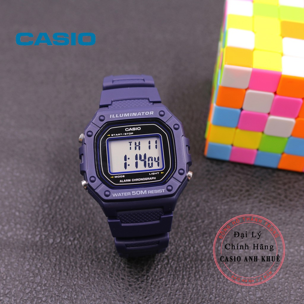 Đồng hồ điện tử nam Casio W-218H-2AVDF dây nhựa