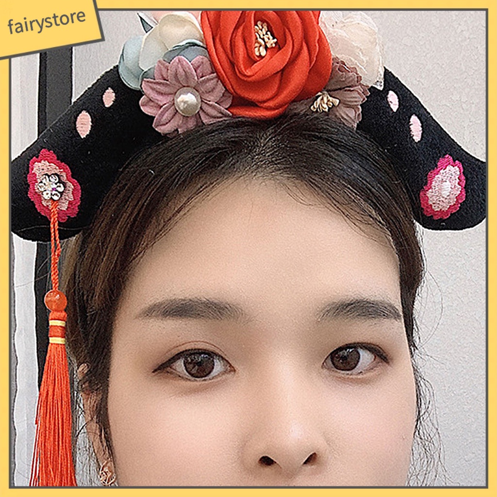 Cài tóc phối tua rua phong cách Trung Hoa cổ điển cho bé gái