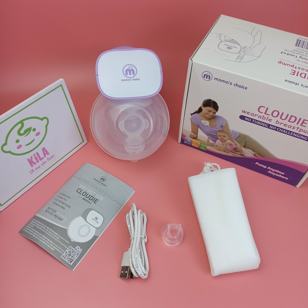 Máy hút sữa điện không dây rảnh tay Mama ‘s Choice Cloudie| Cúp hút sữa rảnh tay có pin sạc tiện lợi