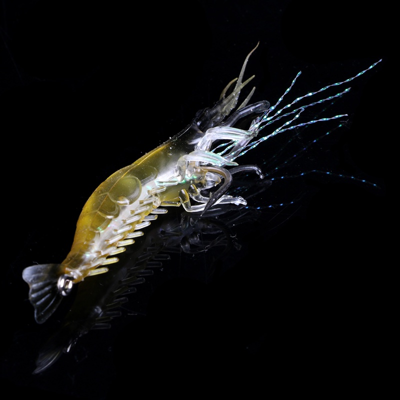 1 Mồi Câu Cá Hình Tôm Mềm 9cm Có Hạt Phát Sáng Và Xoay Được