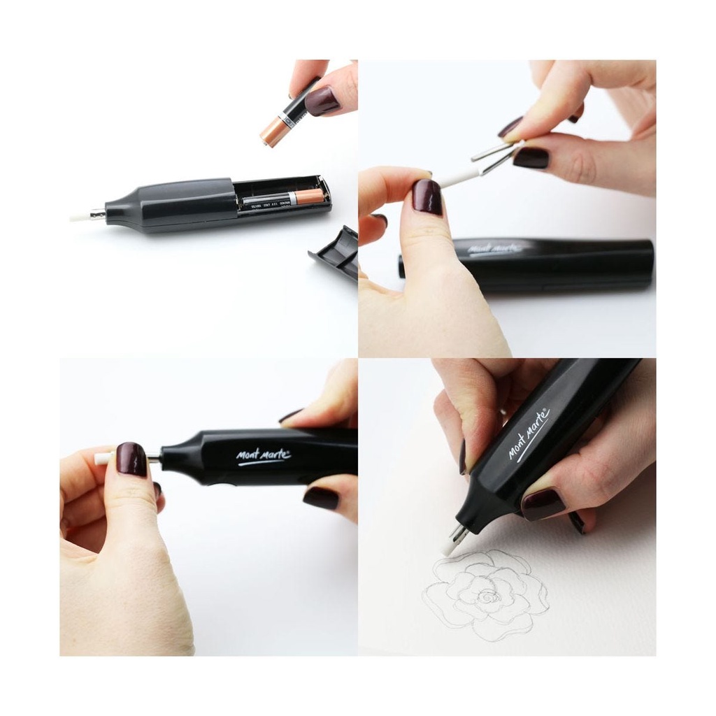 Bút Tẩy Điện Mont Marte - Electric Eraser with 30pce Erasers - MAXX0030