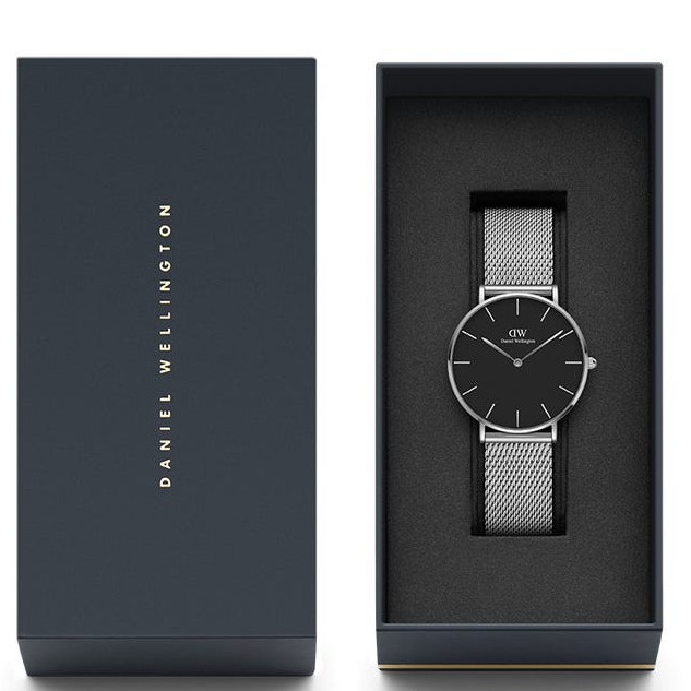 Đồng hồ kim nam nữ Daniel Wellington Classic Petite Dây Mesh 36 mm & 28mm- Bạc mặt đen - FULL BOX HÃNG | BigBuy360 - bigbuy360.vn