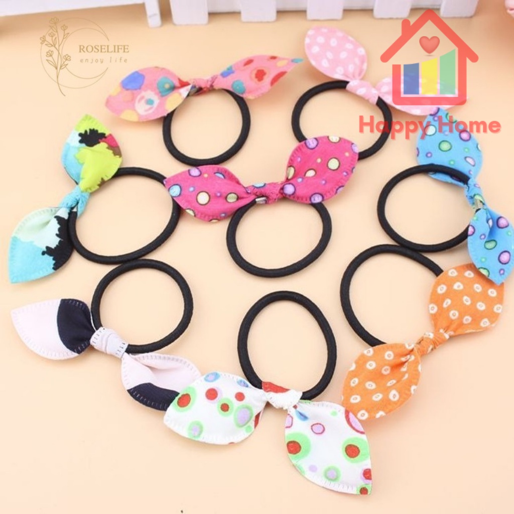 Dây buộc tóc tai thỏ co giãn đáng yêu cho bé gái màu sắc ngẫu nhiên Happy Home