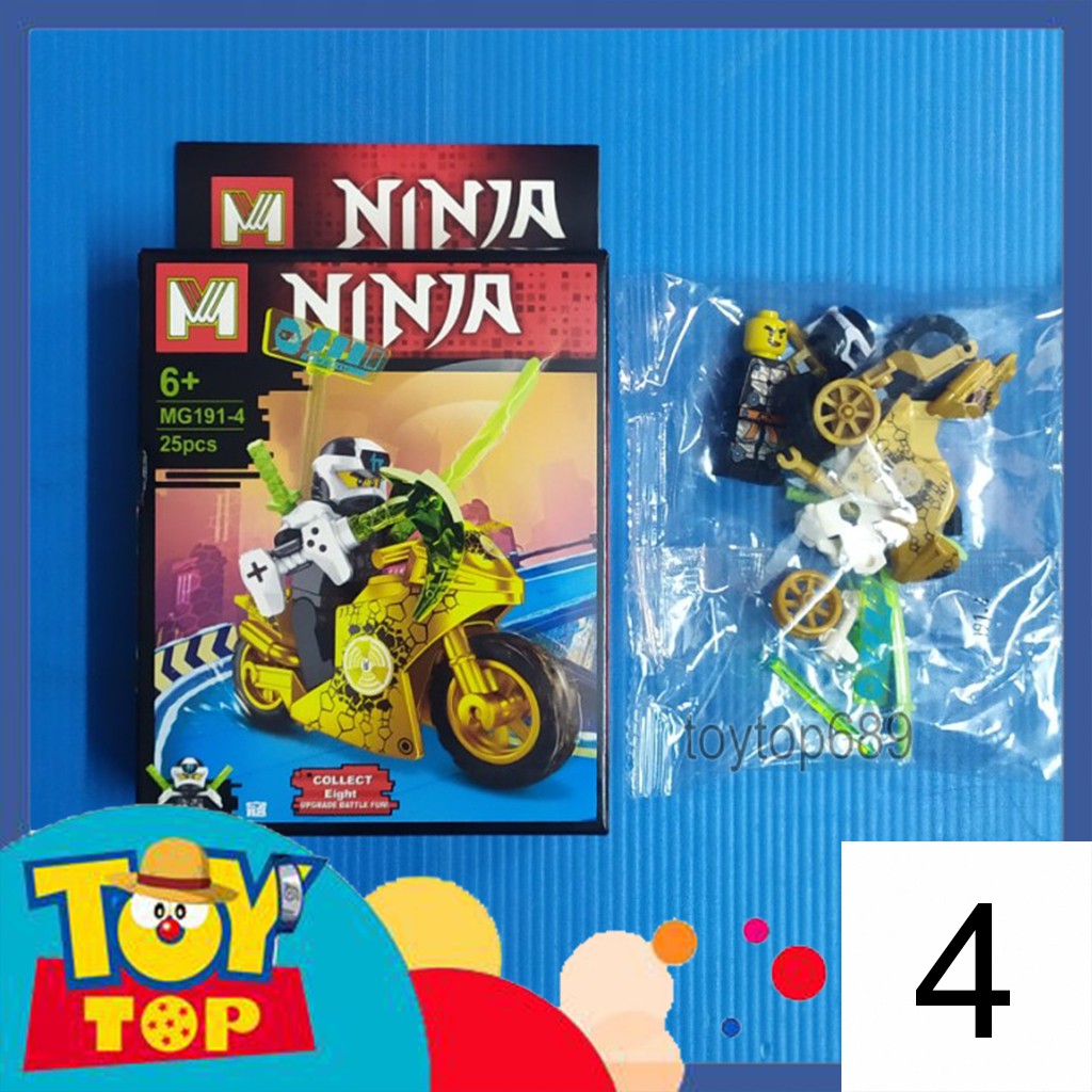 Đồ chơi combo 8 mini ghép ninja SS12 xếp hình Ninja Digi lái xe máy motor phiên bản vàng lắp ráp MG191