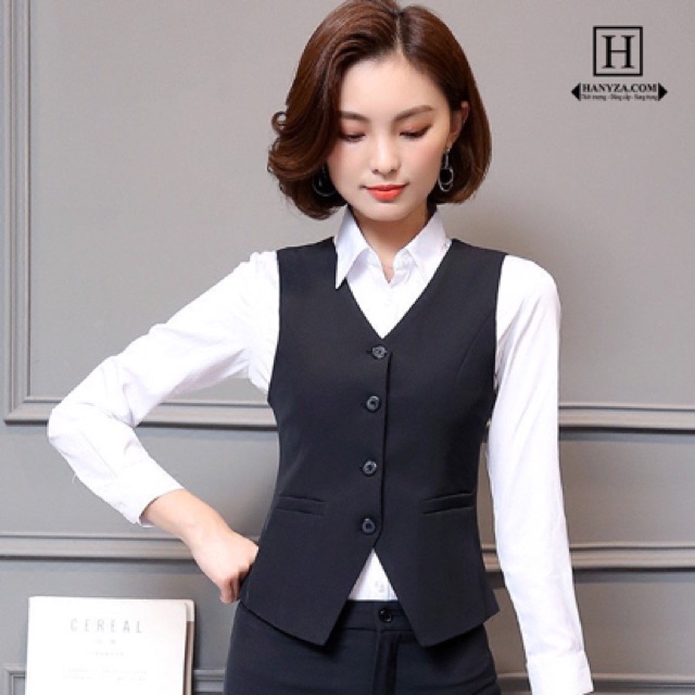 Áo Gile Nữ Dáng Ngắn Phong Cách Overalls