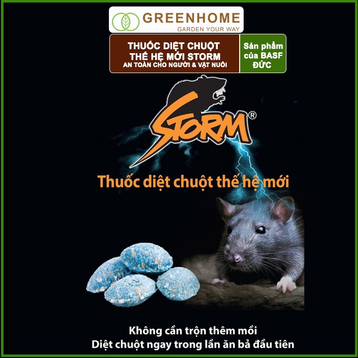 Thuốc diệt chuột sinh học Storm, gói 20 viên, hiệu quả, an toàn với người, vật nuôi |Greenhome