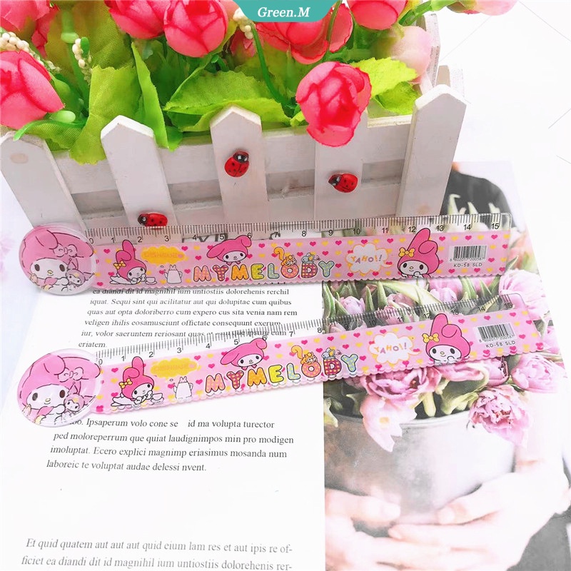 Thước Nhựa Acrylic Trong Suốt Chống Vỡ 15cm Hình Sanrio Cinnamoroll Hello Kitty Kuromi