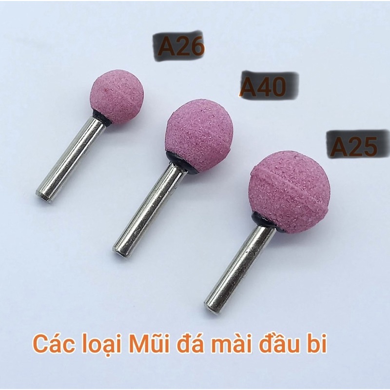 Đá hồng Mũi đá mài mini - đá mài máy khoan - cán 3ly / 6ly