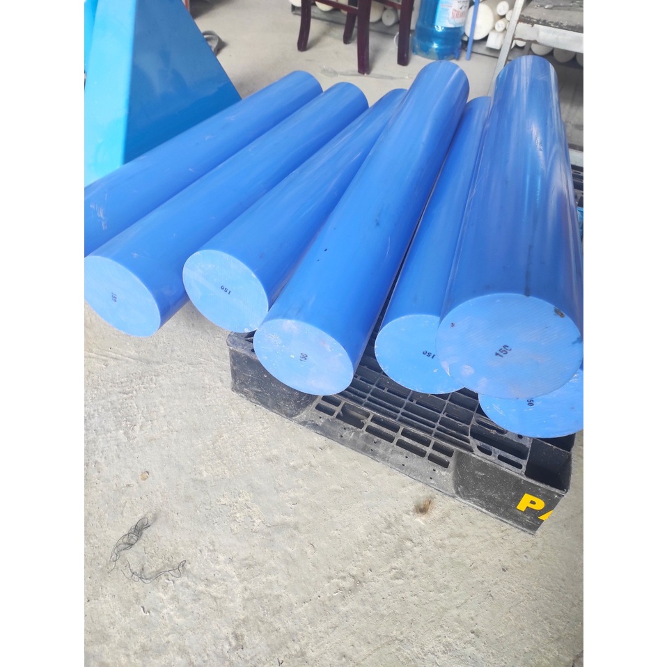 Thanh nhựa MC nylon phi D160x1000mm Hàn Quốc màu xanh