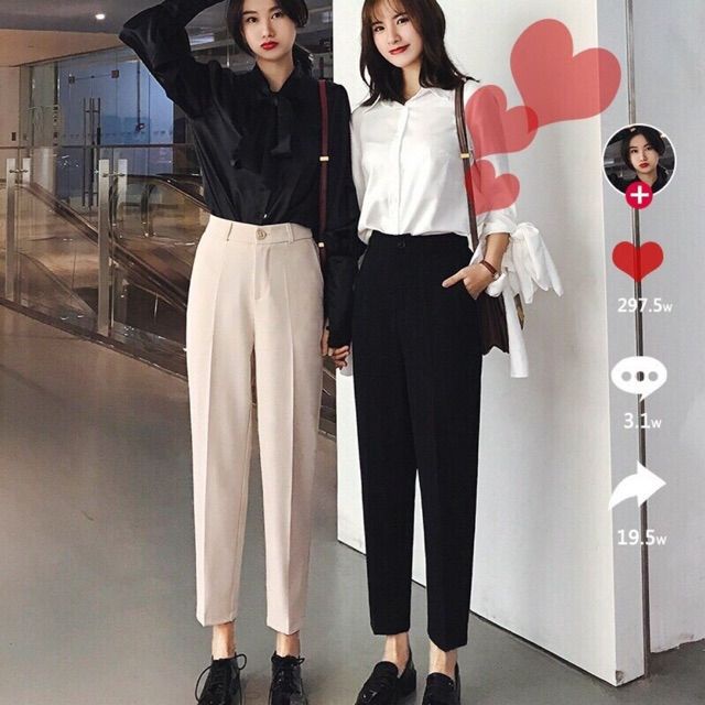 Quần tây nữ lưng chun, cạp khoá giữa chất vải tuyết mưa vitex có big sizeQuần baggy công sở nữ