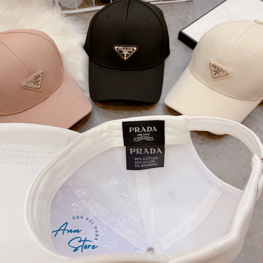 Mũ lưỡi trai Prada, chất liệu vải gai cao cấp, logo hãng nổi bật, phom mũ căng chuẩn hàng xuất, sẵn 4 màu y hình