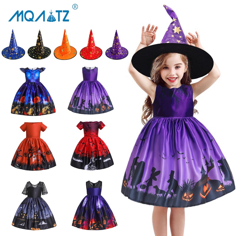 Set trang phục hóa trang halloween MQATZ gồm đầm công chúa ma kèm nón cho bé gái 2-10 tuổi