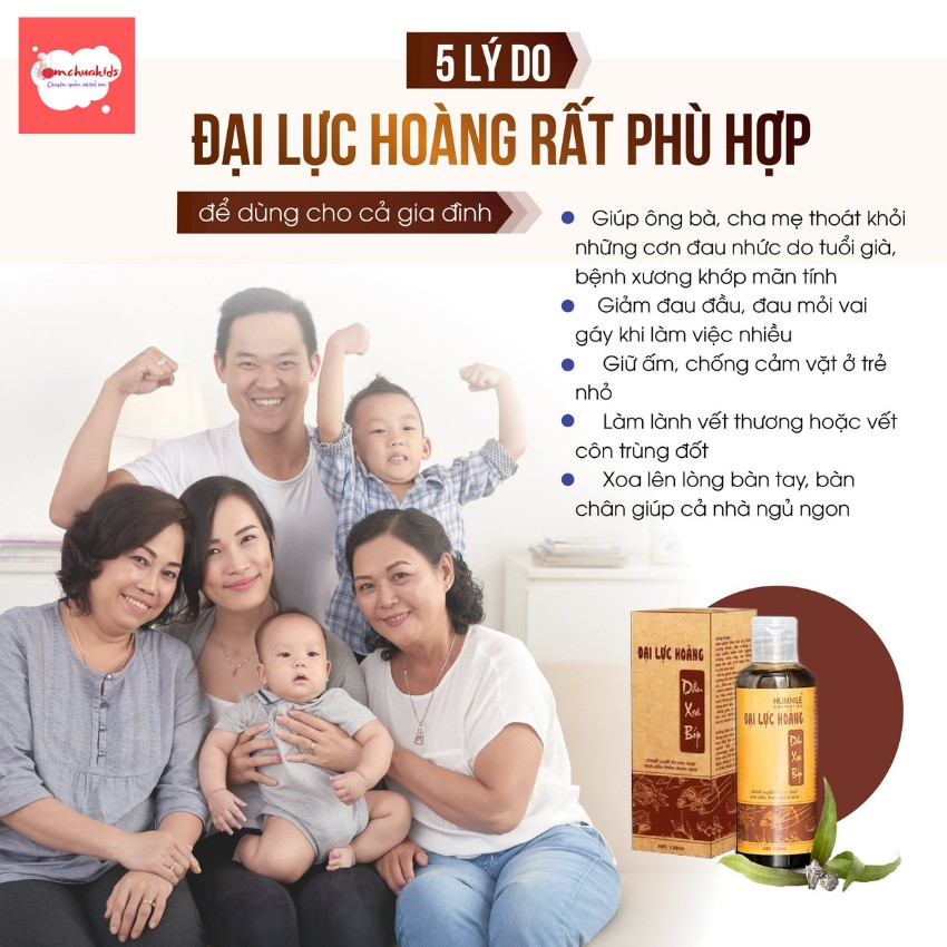 Dầu xoa bóp Đại Lực Hoàng - Tặng khẩu trang - hỗ trợ các bệnh cơ xương khớp