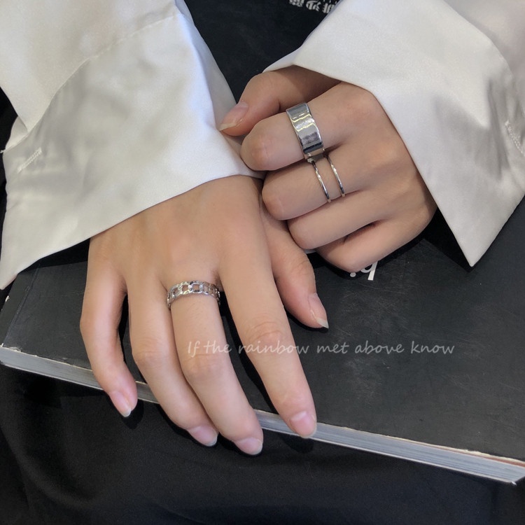 Bộ nhẫn thiết kế đơn giản phong cách hip hop thời trang cá tính cho nam và nữ