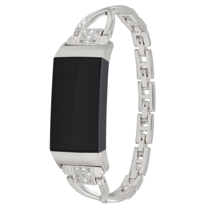 Dây Đeo Thay Thế Chất Liệu Thép Không Gỉ Thiết Kế Lấp Lánh Cho Fitbit Charge 5 Charge 4 3 2