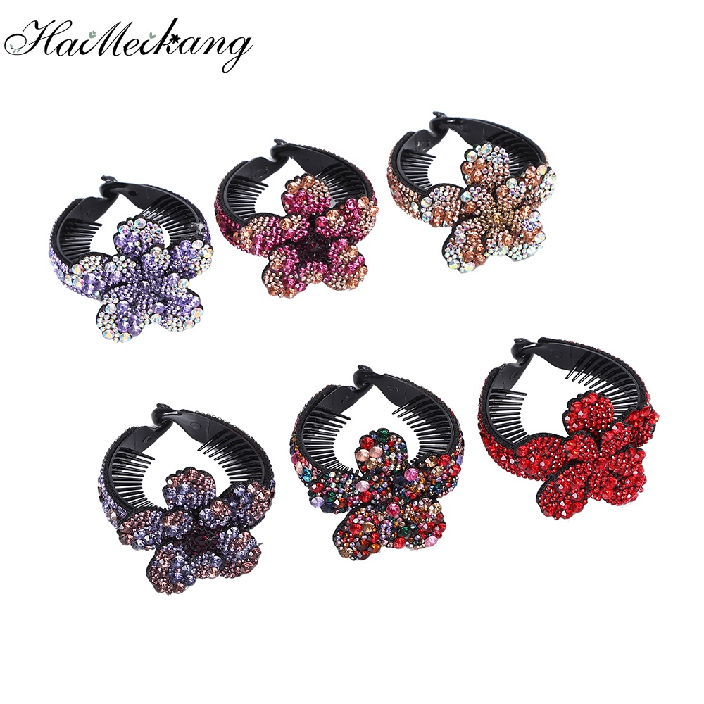 Kẹp tóc hoa Haimeikang đính đá thời trang Hàn Quốc mới