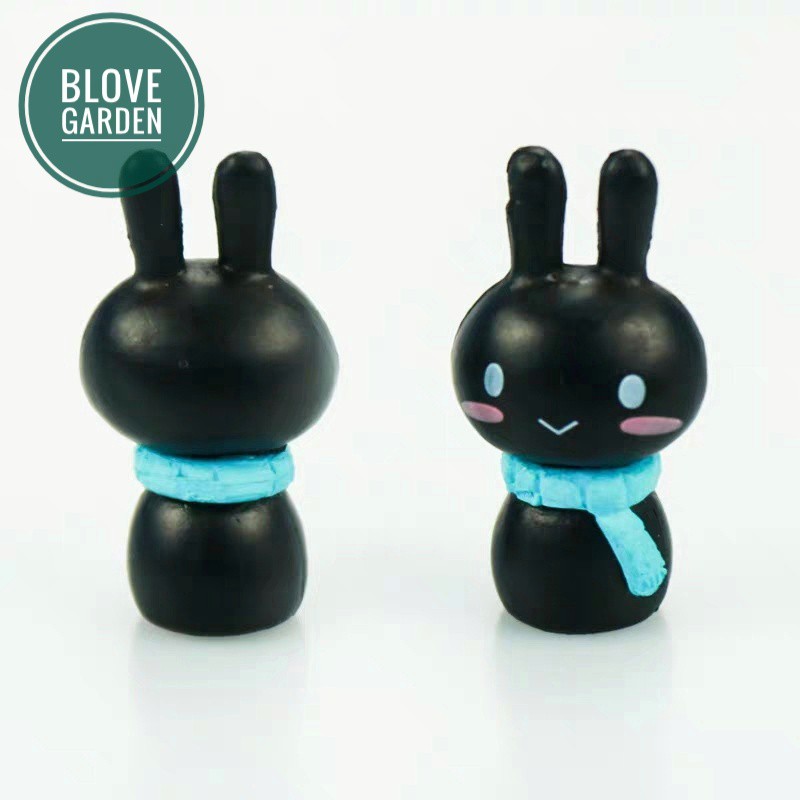 Tiểu cảnh - Đôi thỏ dễ thương làm tiểu cảnh trang trí chậu cây, terrarium sen đá xương rồng