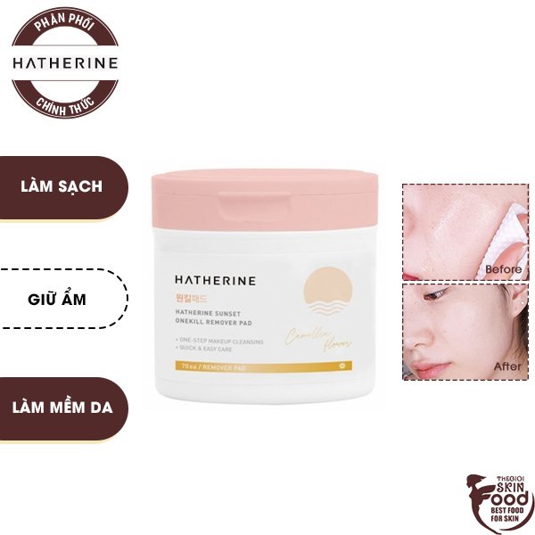 Bông Tẩy Trang Dịu Nhẹ Hatherine Sunset Onekill Remover Pad (70 miếng)
