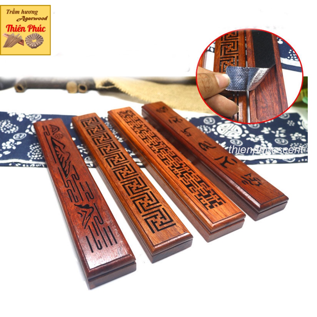 Đế gỗ đốt nhang trầm không tăm Đế Cắm Nhang Không Tăm Bằng Gỗ Hương Hoa Văn