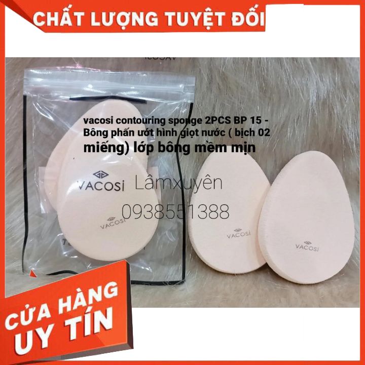 VACOSI CONTOURING SPONGE 2PCS BP15_ bông phấn ướt hình giọt nước ( bịch 02 miếng)FREESHIP bông mềm mịn dễ tán tiện lợi