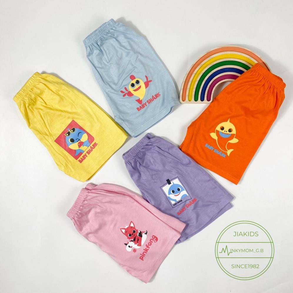 Bộ Cộc Tay THUN LẠNH MINKYMOM In Sọc Họa Tiết Baby Shark Cho Bé TN-IN68 [ 3 bộ 100k ]