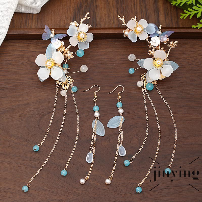 GETNOIVAS Cặp Bông Tai Thời Trang Dáng Dài Bằng Hợp Kim Có Đính Đá Đầy Quý Phái