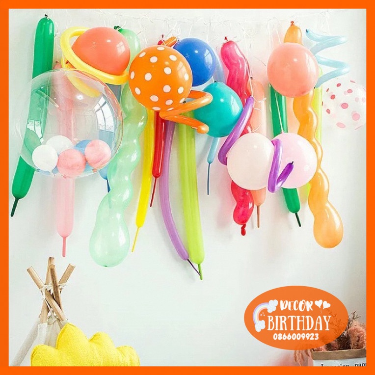 Set Sinh Nhật Hàn Quốc Mẫu Mới, Mẫu Bóng Giun Đẹp Lạ Mắt Dễ Trang Trí, Tặng Kèm Đồ Bơm Băng Dính Bóng HOT HOT HOT