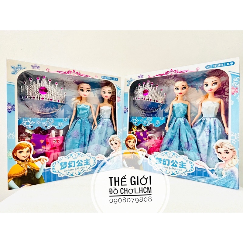 [HOT- LOẠI LỚN] Đồ chơi hộp 2 búp bê công chúa Frozen Elsa và Anna siêu dễ thương dành cho bé cưng.